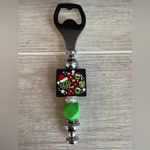 Grinch Ho Ho Ho Handcrafted Beaded Christmas Bottle Opener New